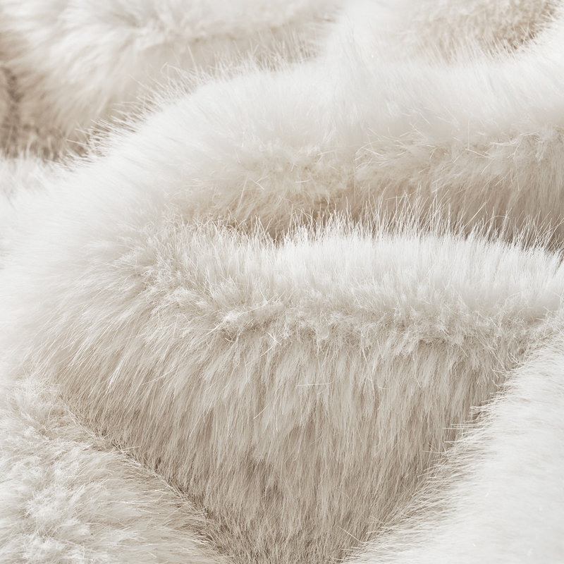 Aspen Luxe Faux Fur Throw Blanket, Ivory Mink, Throw