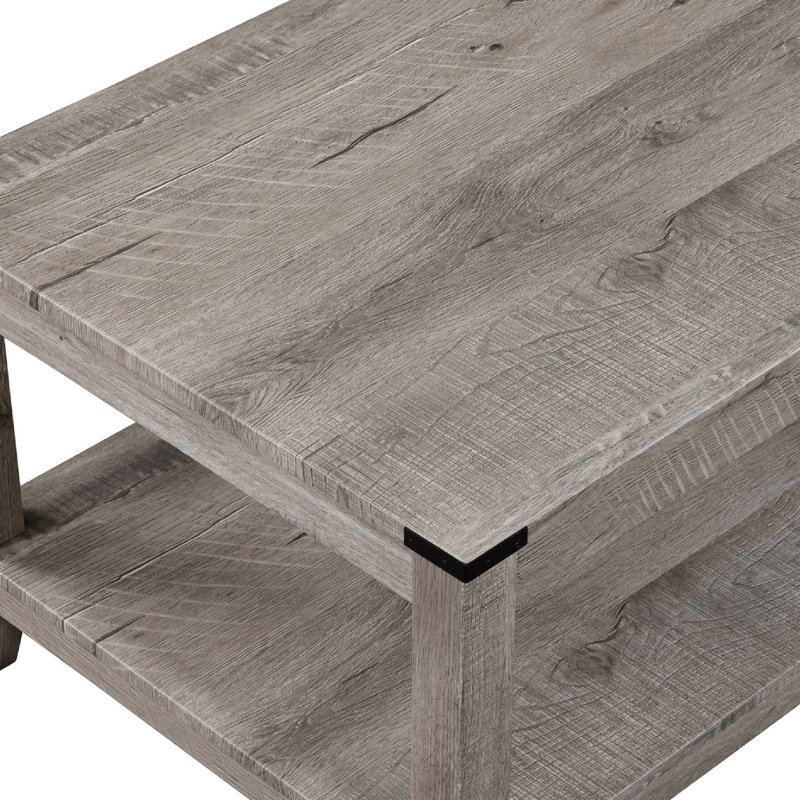 Ensemble de table basse 3 pièces avec table basse rectangulaire en bois et deux tables de bout carrées assorties