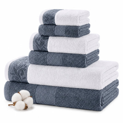 Modern Threads 600 GSM 6-Piece Towel Set with Filgree Jacquard Border
