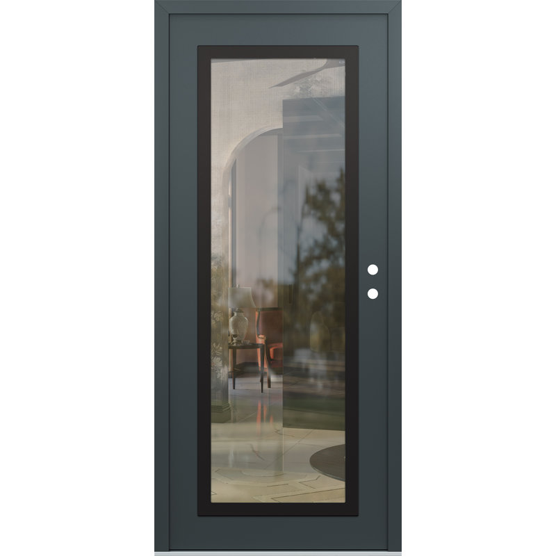 Porte d'entrée avant en verre С1 panneau en acier noir anthracite / anthracite transparent, Gauche, Transparent