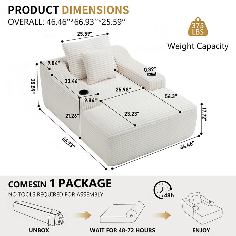 Chaise longue avec deux coussins moelleux