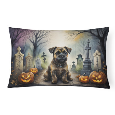 Border Terrier Spooky Halloween Fabric Decorative Pillow