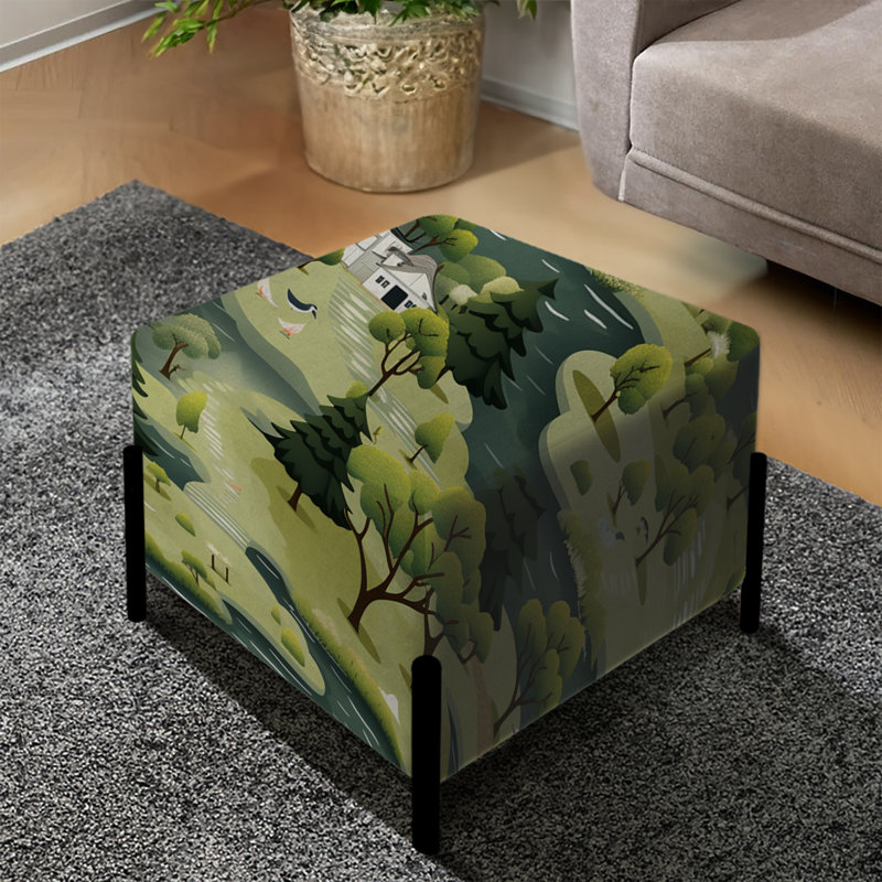 Green Zen Garden Country Home Sanctuary - Repose-pieds carré botanique