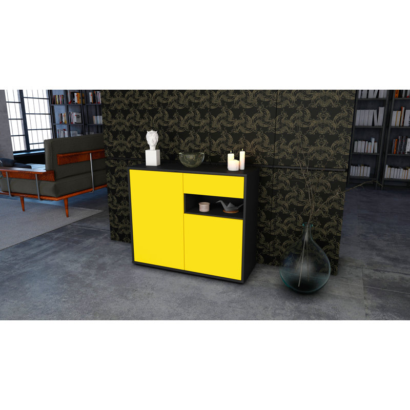 Rayburn 92cm Sideboard, Charcoal/Yellow
