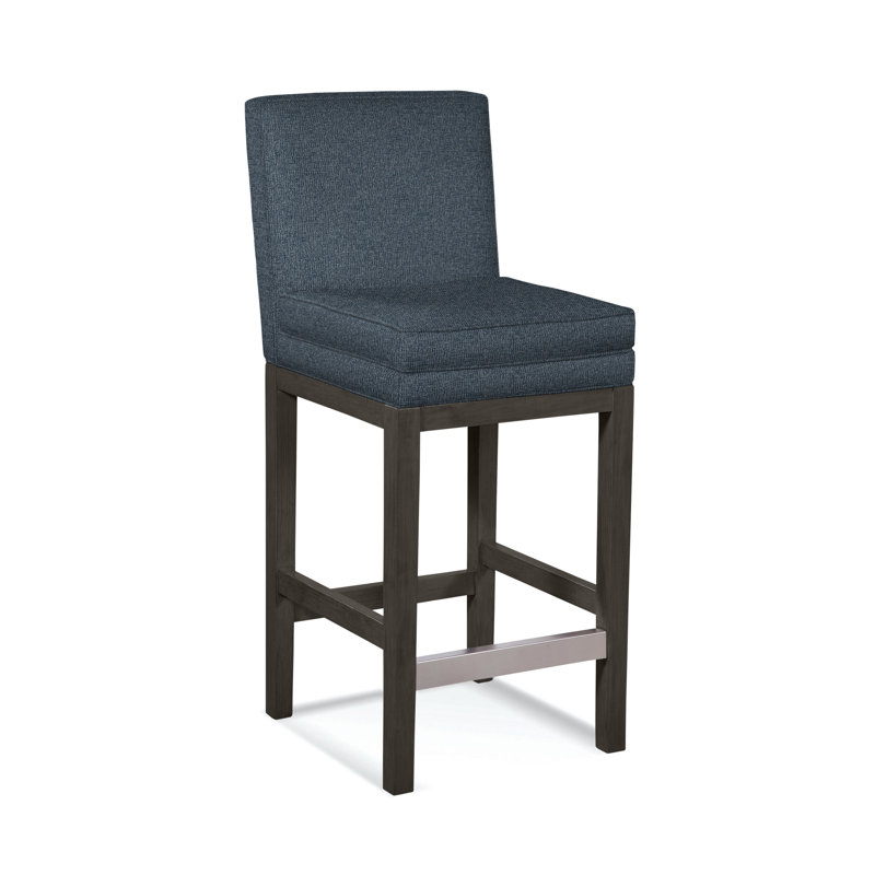 Upholstered Stool, Basic Blue; 0317-63, Nickel Finish