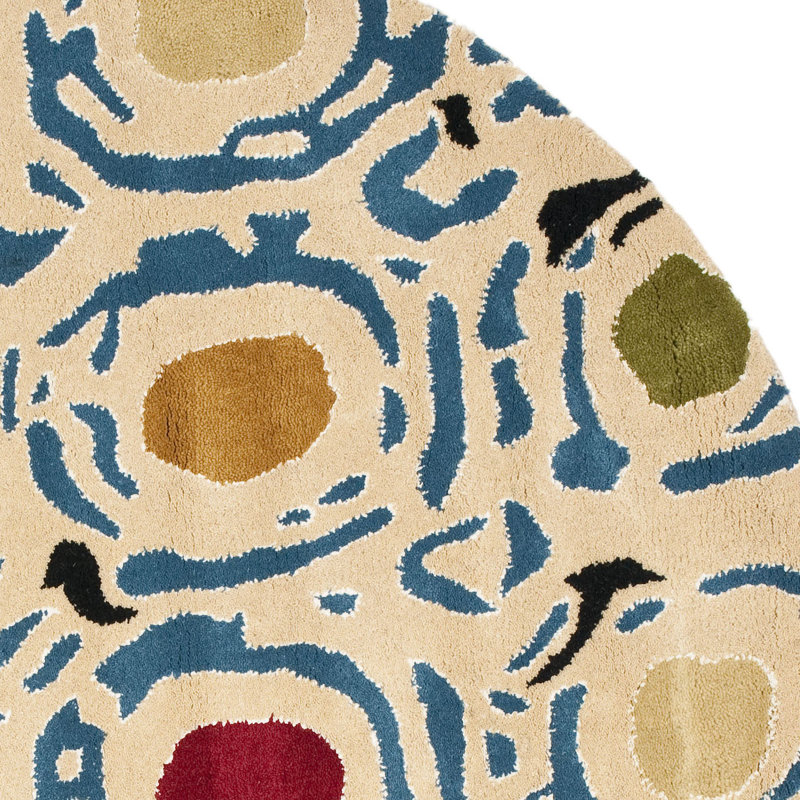 Candelo Hand Tufted Wool And Viscose Geometric Rug, Round 6'