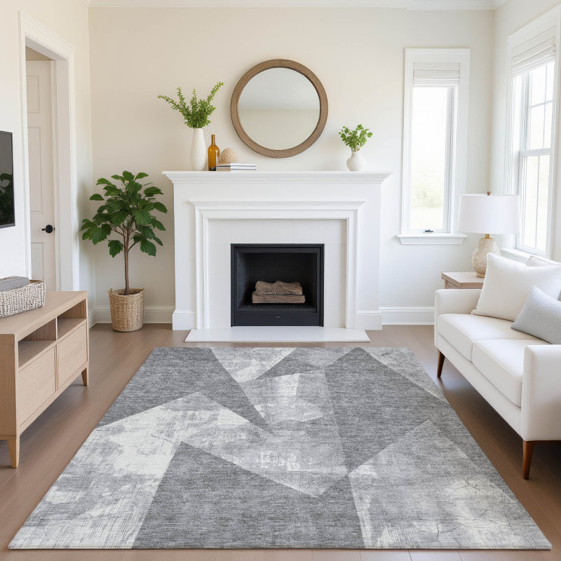 Tapis moderne lavable à la machine de qualité supérieure AMF1838, Rectangle 10 pi x 14 pi