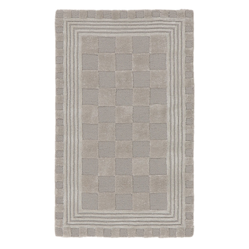 Light Gray Tonal Check Rug, Rectangle 2'3" x 3'9"