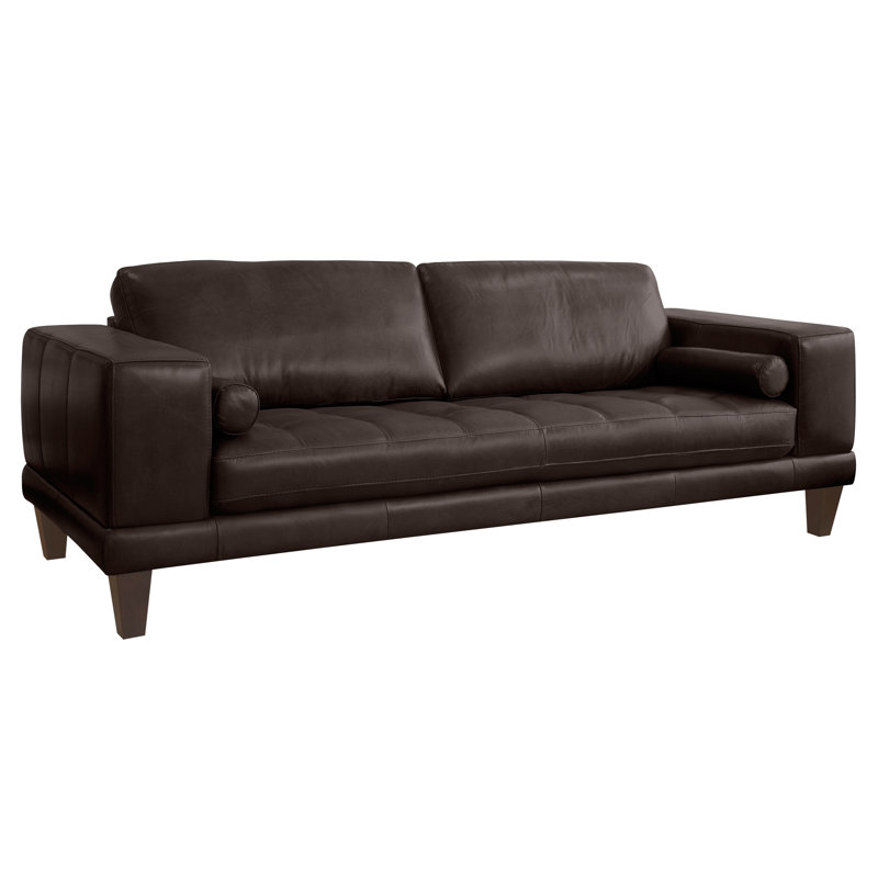 Randolph Upholstered 93.7'' Sofa, Espresso Genuine Leather