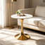 Table Tulipe de 60 cm (23,62 po) de style milieu du siècle, pour 2 à 4 personnes, avec plateau rond en MDF, table à manger sur pied, table d'appoint ou table basse.-823611266