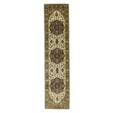 Cream Tribal 3x8 Indo Heriz Serapi Oriental Runner Rug