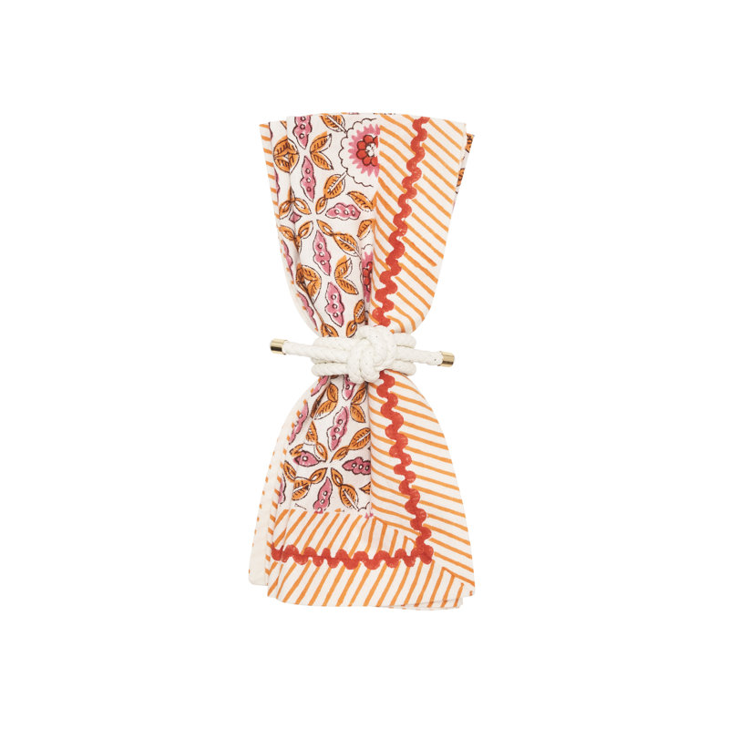 Majorelle Napkin, White/Pink/Orange