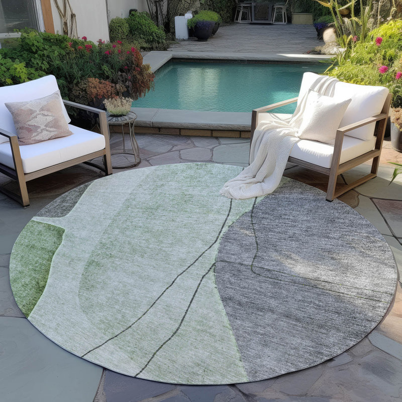 Tapis intérieur / extérieur Cherylleigh avec envers antidérapant, Rond 8 pi
