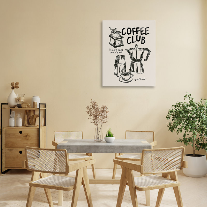 «Coffee Club Open To All», conception de JJ Design House LLC, H 20 po x l 16 po