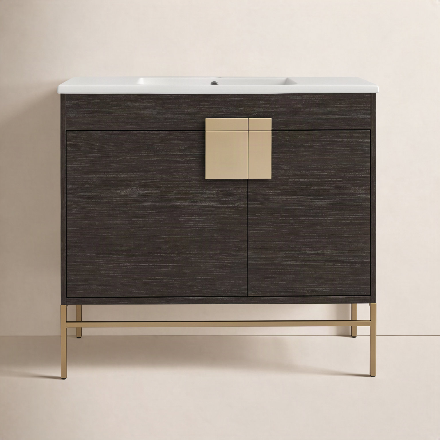 Maisie 36'' Single Bathroom Vanity, Black, Satin Brass