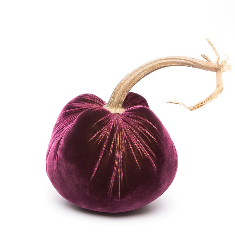 Eggplant Silk Velvet Pumpkin, 13" H x 11" W x 11" D