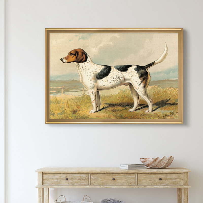 Fox Hound - cadre photo, reproduction d'art sur toile, H 22,5 po x l 30,5 po x P 1,5 po, Doré
