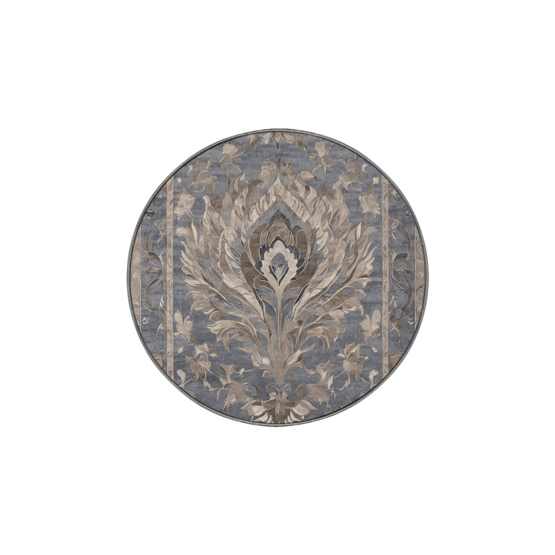 Tapis gris lavable à la machine, Rond 6 pi
