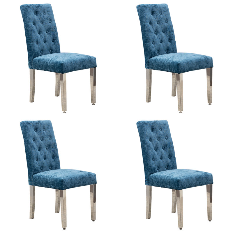 Karyle 19.29'' H Tufted Velvet Upholstered Side Chair, Light Blue