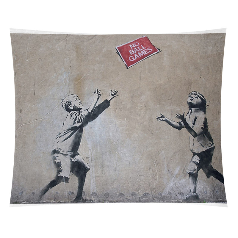 Tapisserie en polyester pas de jeux de boules, H 51 po x l 60 po P 1 po