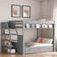 Lit superposé convertible avec escalier de rangement, table de chevet et 3 tiroirs-2119192153
