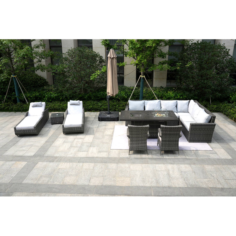 Aliaksey 10 - Person Patio Conversation Set with Cushions