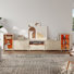 Meuble télé moderne et modulaire avec lumières à DEL et rangement, console multimédia pour le salon