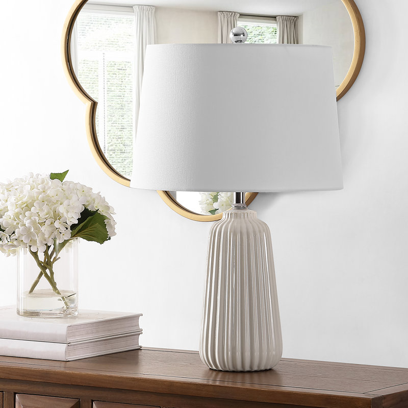 Adhelin Ceramic Table Lamp, Ivory