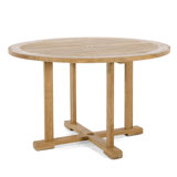 Classic 48-Inch Round Teak Outdoor Dining Table with Umbrella Hole