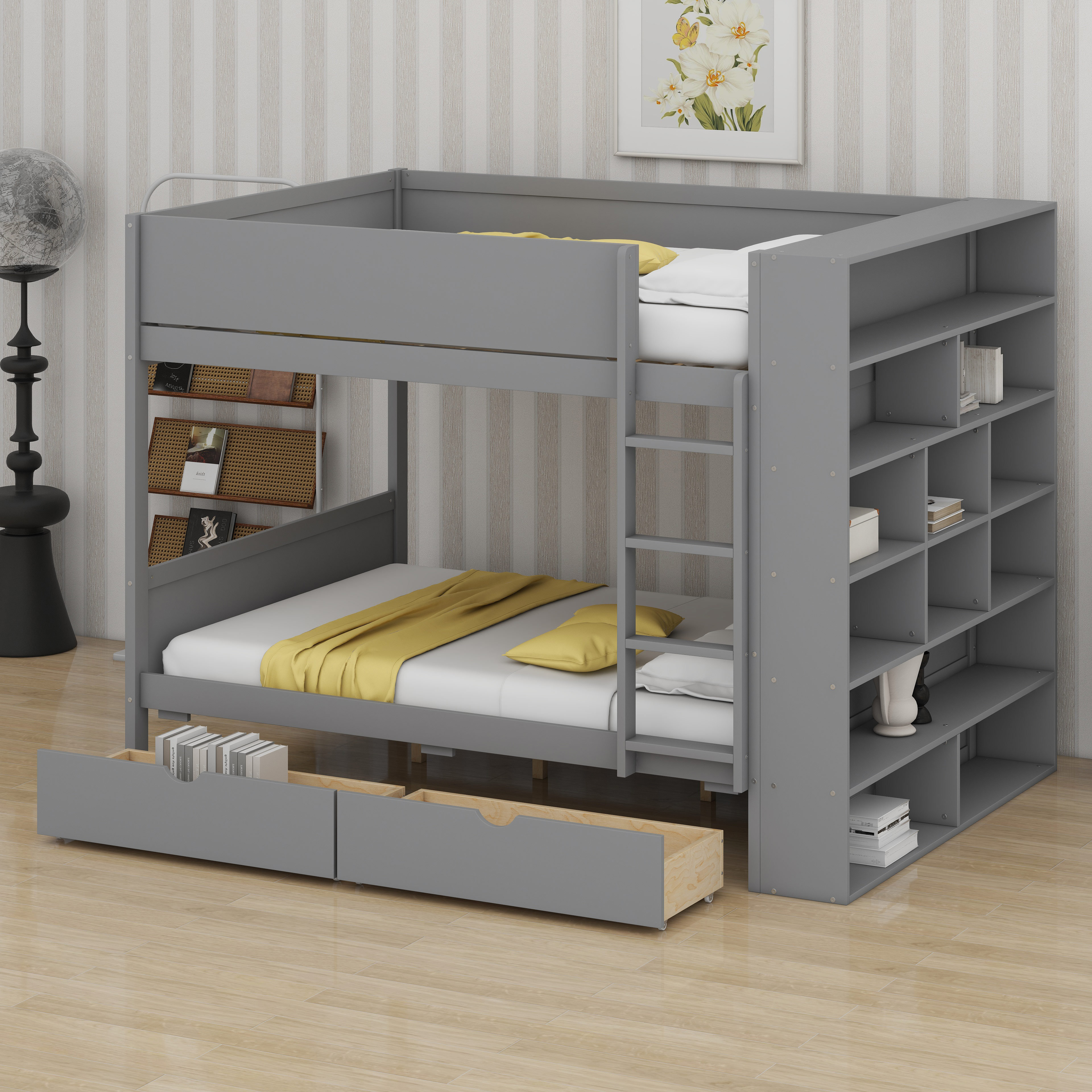 Latitude Run® Bunk Bed With Drawers And Multi-Layer Cabinet | Wayfair