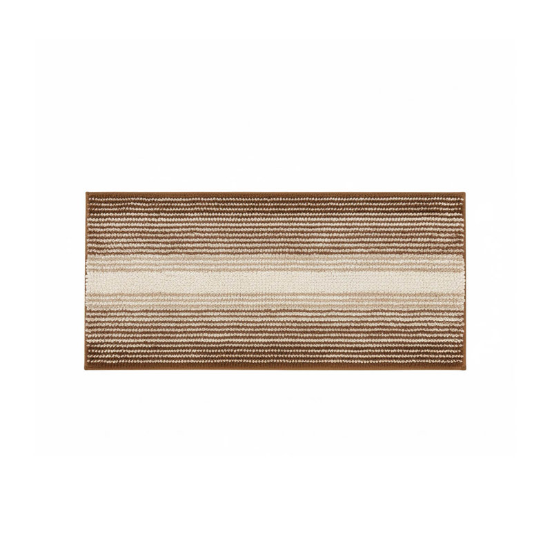Chenille Non-Slip Bath Mat, Brown/Cream