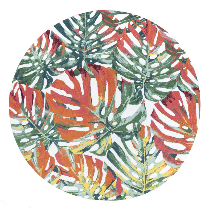 Pennsylvania Leaf Green/Orange Indoor/Outdoor Rug, Square 6'