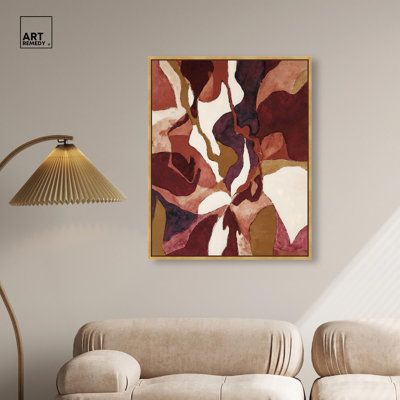 "Collage of a Red World III", reproduction d'art sur toile par Art Remedy, cadre blanc, 36 x 45
