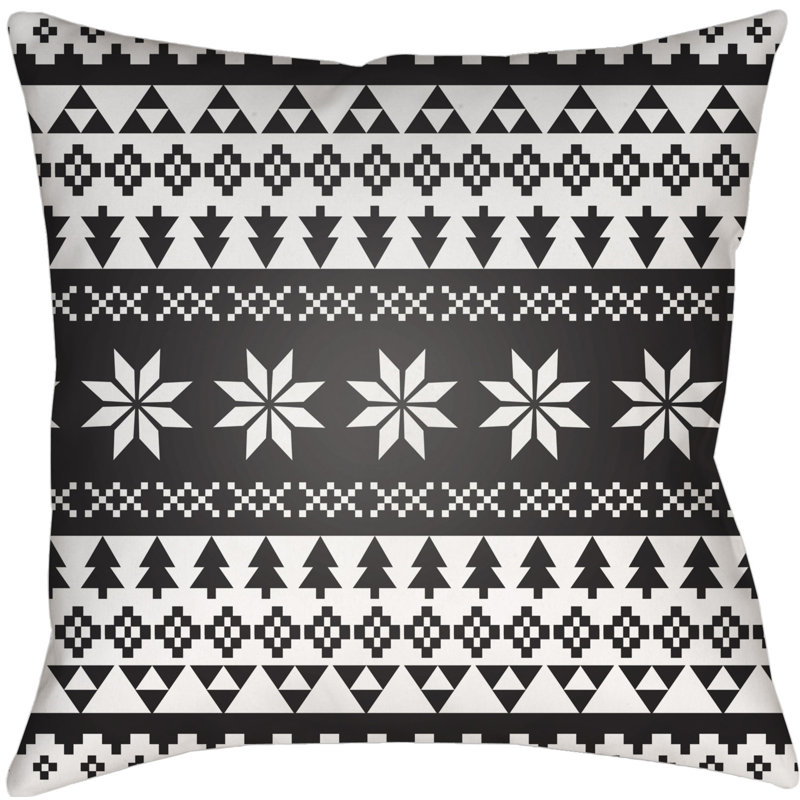 Snowflake Sweater Geometric Indoor/Outdoor Reversible Throw Pillow, 16" H x 16" W x 4" D