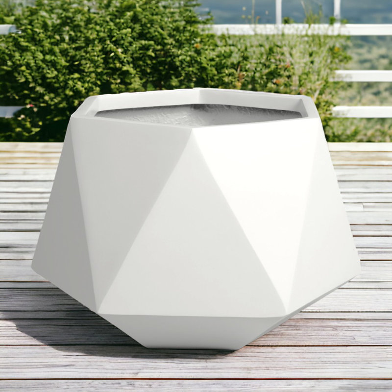 Maplewood Pot Planter, White, 23.5" H x 12" W x 12" D