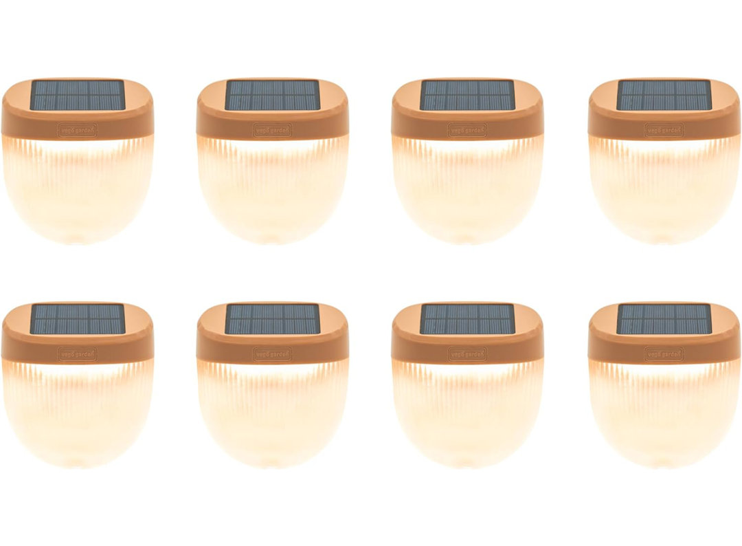 Add ons Rippled Outdoor Waterproof Solar Powered Integrated LED Deck Light Pack (Set of 8) Vego Garden Fixture Finish: Brown