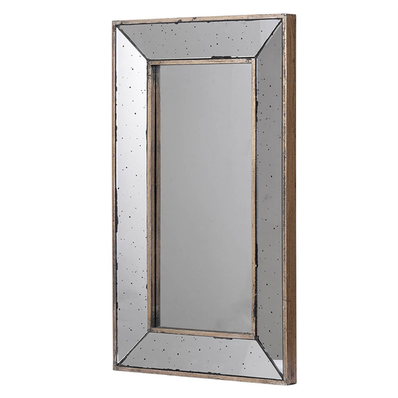 Miroir décoratif carré patiné argent pour le salon, le vestibule, le bureau, la chambre à coucher et le couloir