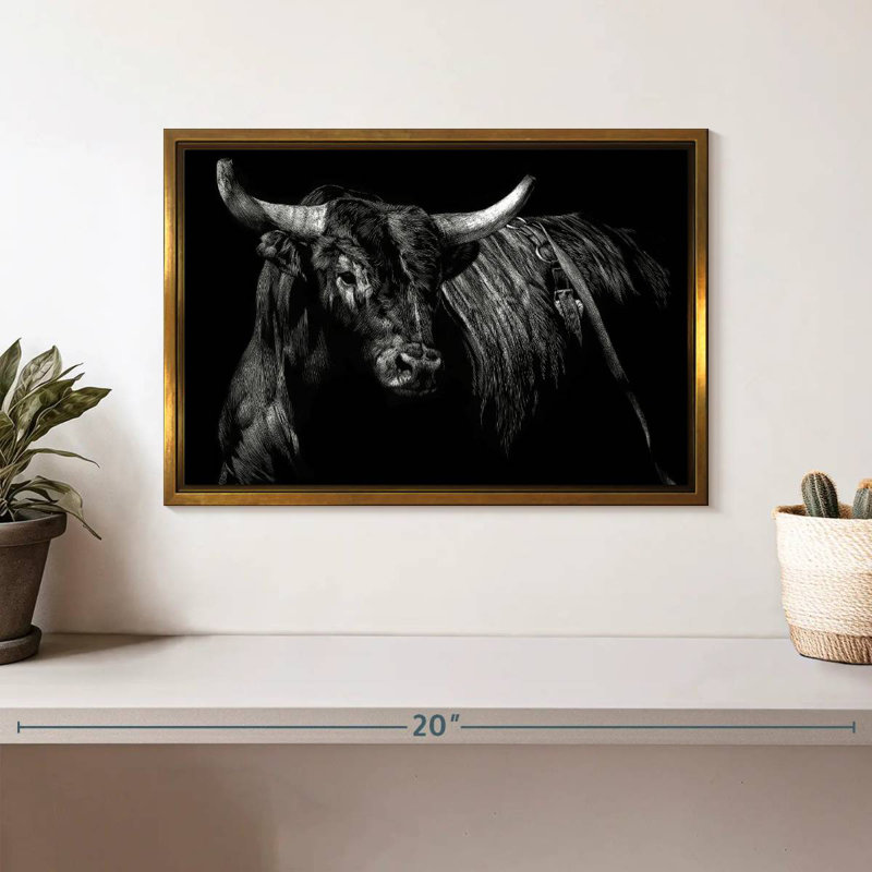 Brindle rodéo bull, Cadre flottant doré, 13 po x 9 po