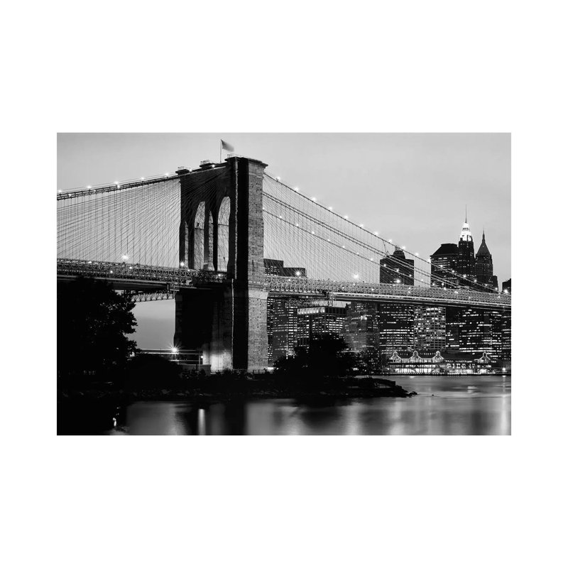 Brooklyn Bridge Across the East River at Dusk, Manhattan, New York City, New York State, USA 1 Piece Wrapped Canvas Wall Art