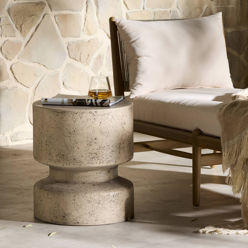 Nahla Outdoor Round Side Table, Graphite