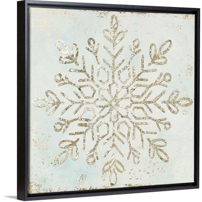 Glistening Snowflake I - reproduction d'art sur toile, Cadre noir, 22" H x 22" W x 1.75" D