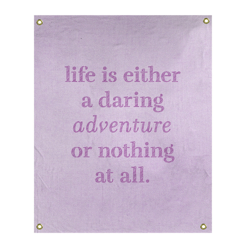 Tapisserie en polyester "life quote" adventure, H 80 po x l 59 po, Violet