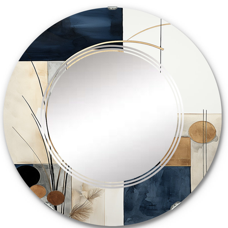 Cosumnes - Miroir mural moderne rond, 24 po x 24 po
