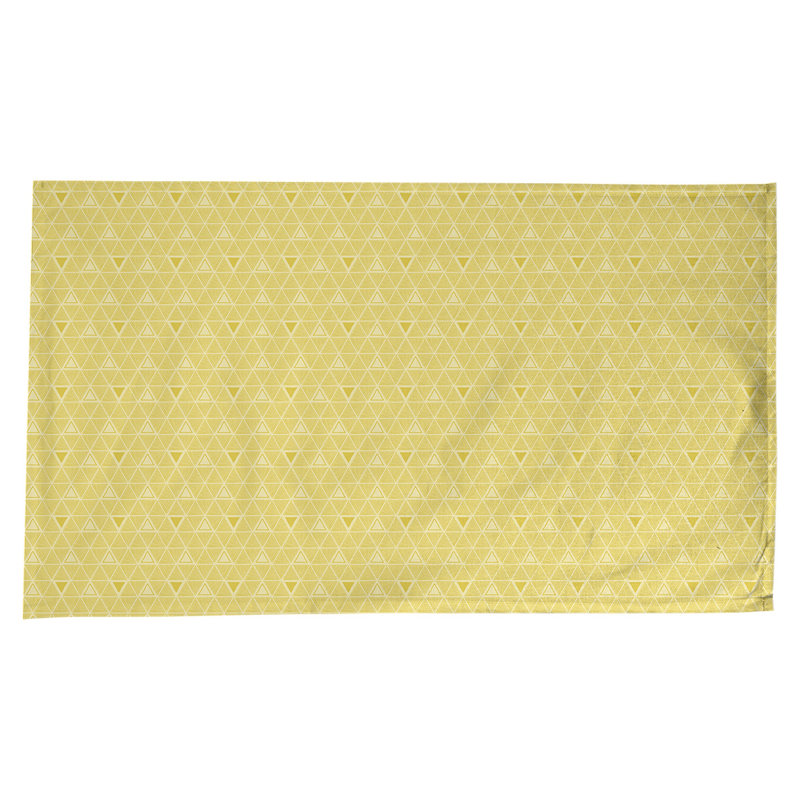 Nappe géométrique en coton - Triangles dessinés à la main, collection Jordao, lavable à la machine, Jaune clair