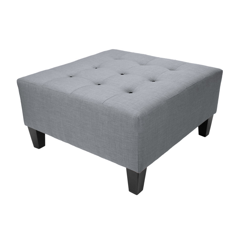 Emerson Upholstered Ottoman, Black, Gray