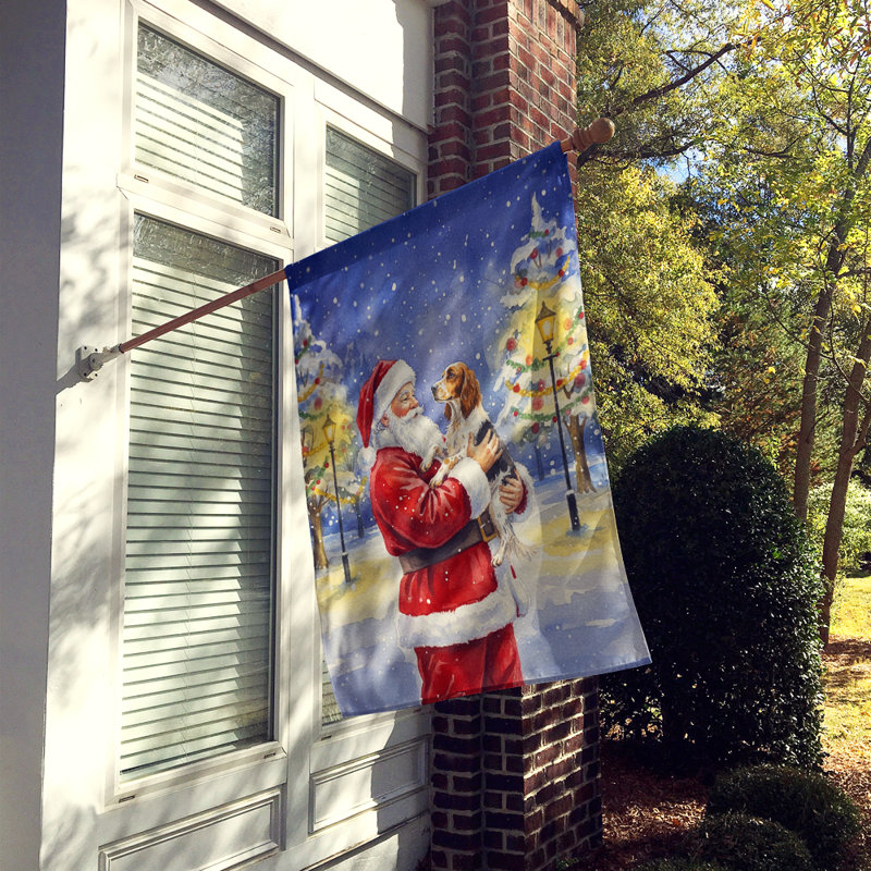 Setter anglais avec drapeau de la maison du Père Noël, Taille de la maison, Setter anglais