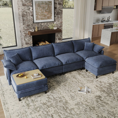 Canapé modulaire en U de 143,7 po avec 4 repose-pieds modulaire en forme de U avec deux repose-pieds 143,7 po - tissu de qualité supérieure