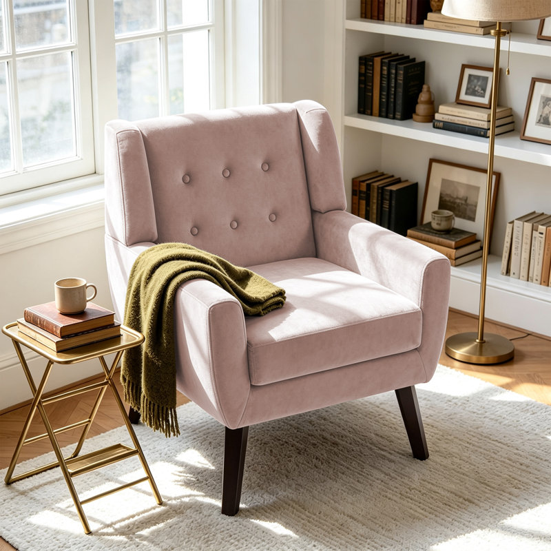 Fauteuil Jaqueze, Velours Rose Performance