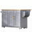 59.3" Gray Blue Kitchen Island with Storage 2 Pull Out Cabinet Organizers & Rubber Wood Drop Leaf, Rolling Kitchen Cart with Trash Can Storage, Power Outlet, Spice & Towel Rack for Kitchen, Dining Room-129892872