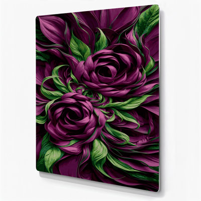Abstrait floral rouge 86, art mural en métal